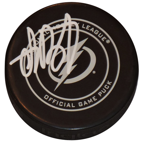 Autographed Andrei Vasilevskiy Tampa Bay Lightning Official Game Puck in Cube - JSA Witness-Powers Sports Memorabilia