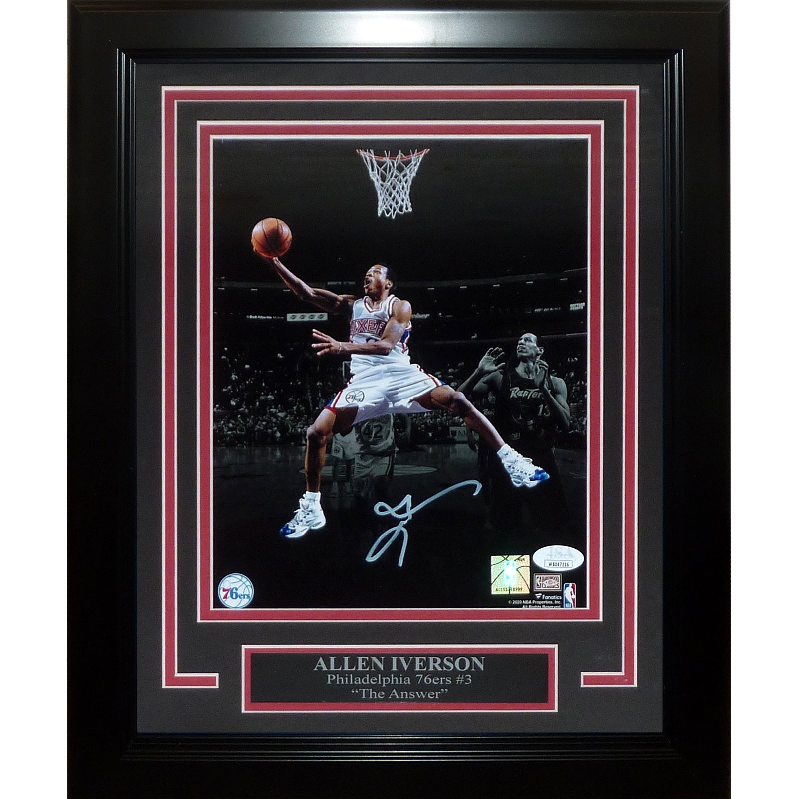 Autographed Allen Iverson Philadelphia 76ers (Spotlight) Deluxe Framed 8x10 Photo - Beckett-Powers Sports Memorabilia