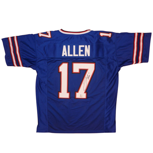 Autographed Josh Allen Buffalo (Blue #17) Custom Jersey - Beckett-Powers Sports Memorabilia