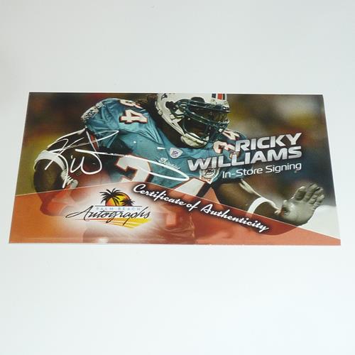 Autographed Ricky Williams Miami (Orange #34) Custom Jersey w/ Puff Puff Run - JSA-Powers Sports Memorabilia