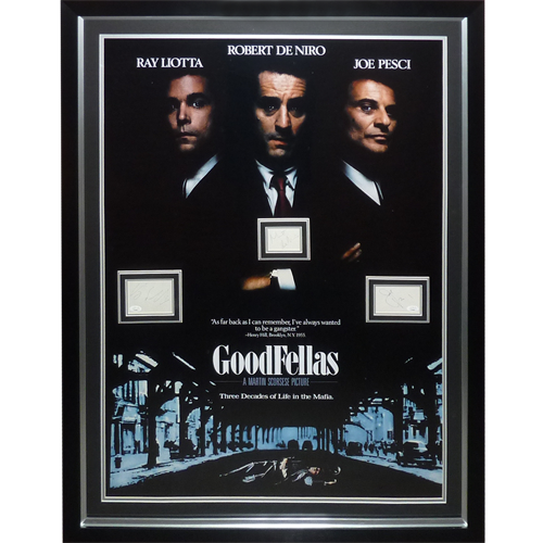 Goodfellas Full-Size Movie Poster Deluxe Framed with Robert Deniro, Ray Liotta And Joe Pesci Autographs - JSA-Powers Sports Memorabilia