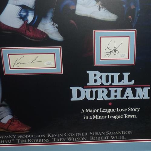 Bull Durham Full-Size Movie Poster Deluxe Framed with Kevin Costner And Susan Sarandon Autographs - JSA-Powers Sports Memorabilia