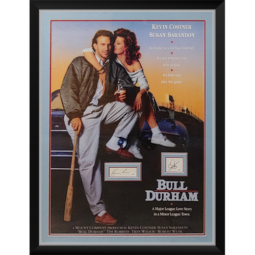 Bull Durham Full-Size Movie Poster Deluxe Framed with Kevin Costner And Susan Sarandon Autographs - JSA-Powers Sports Memorabilia