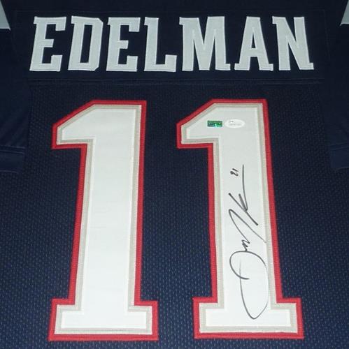 Autographed Julian Edelman New England Patriots (Blue #11) Deluxe Framed Jersey - JSA-Powers Sports Memorabilia