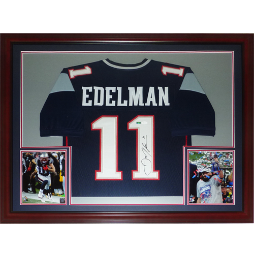 Autographed Julian Edelman New England Patriots (Blue #11) Deluxe Framed Jersey - JSA-Powers Sports Memorabilia