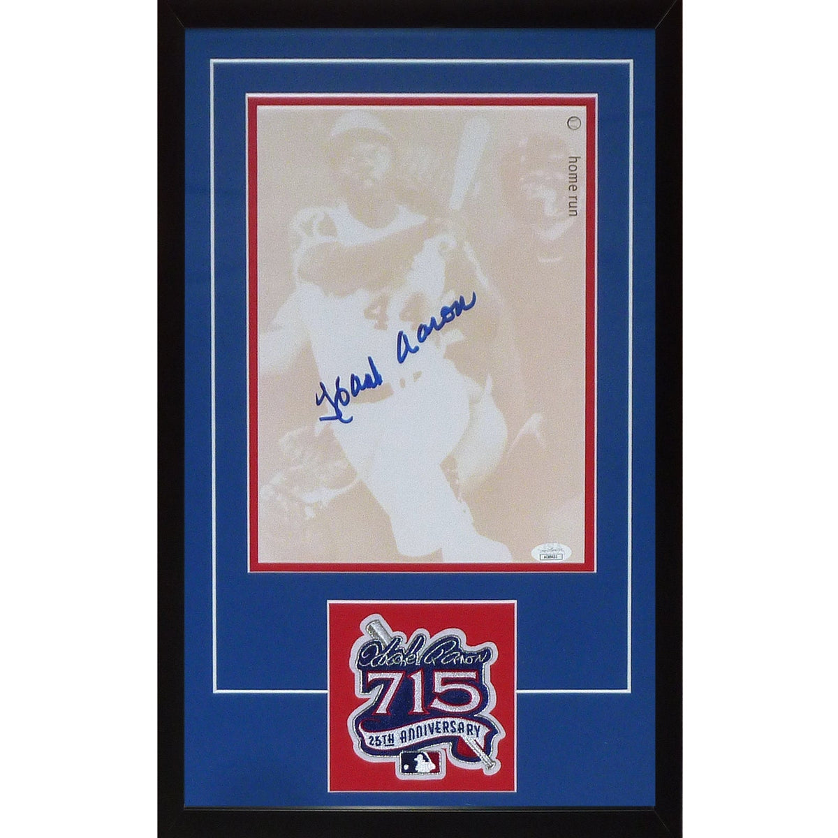 Autographed Hank Aaron Atlanta Braves Deluxe Framed 11x14 Photo w/ Patch - JSA