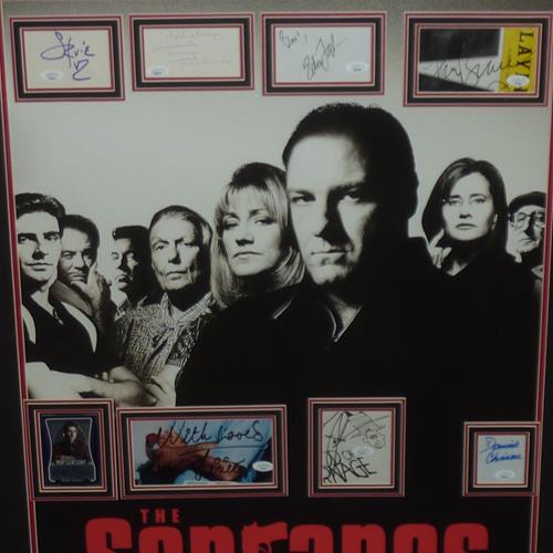 Sopranos Full-Size TV Poster Deluxe Framed with 8 Cast Autographs - JSA | Collectible Memorabilia-Powers Sports Memorabilia