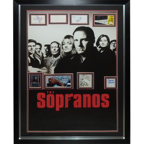 Sopranos Full-Size TV Poster Deluxe Framed with 8 Cast Autographs - JSA | Collectible Memorabilia-Powers Sports Memorabilia