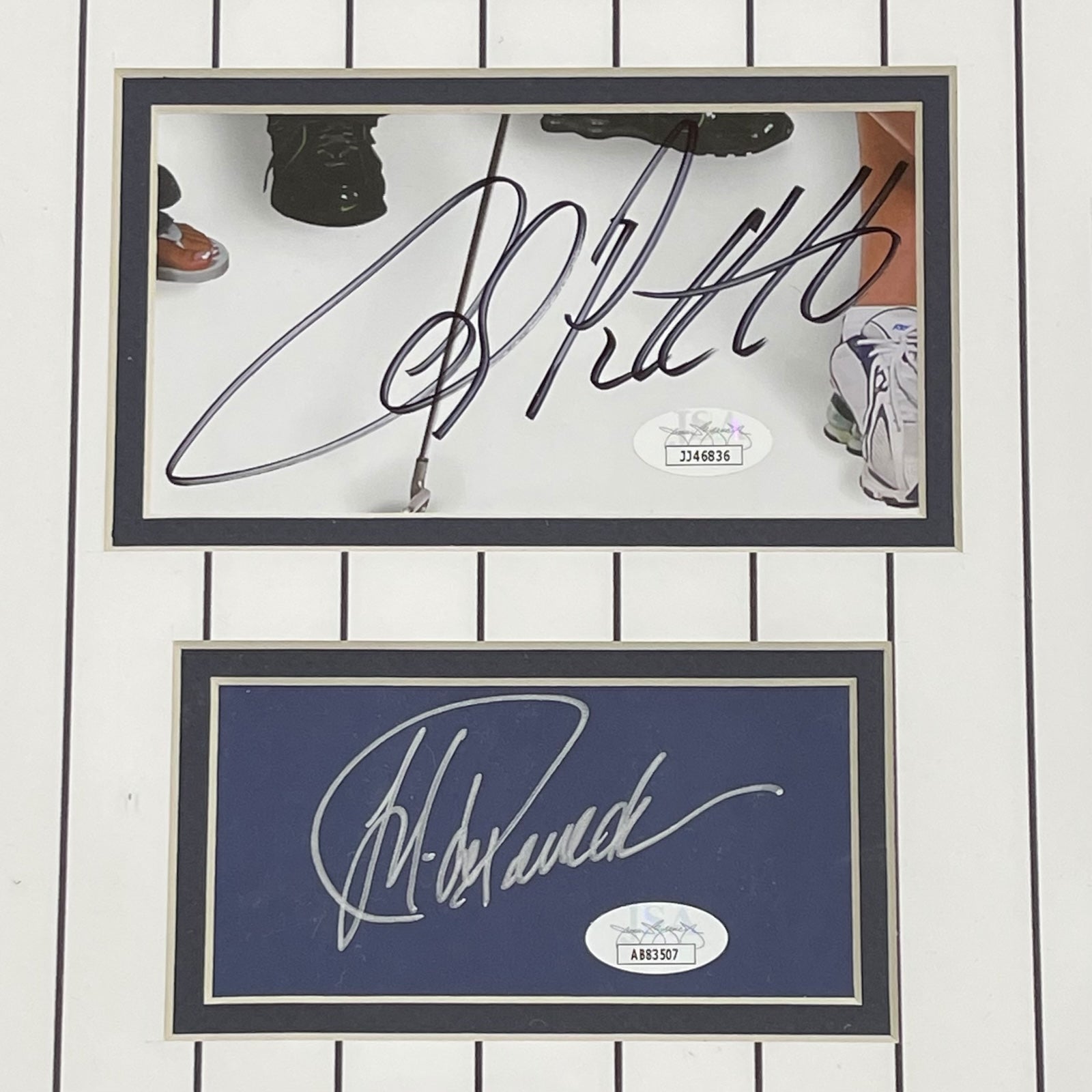 Autographed Derek Jeter, Andy Pettitte, Jorge Posada And Mariano Rivera New York Yankees (Core Four) Deluxe Framed Cut Piece with Patches - JSA-Powers Sports Memorabilia