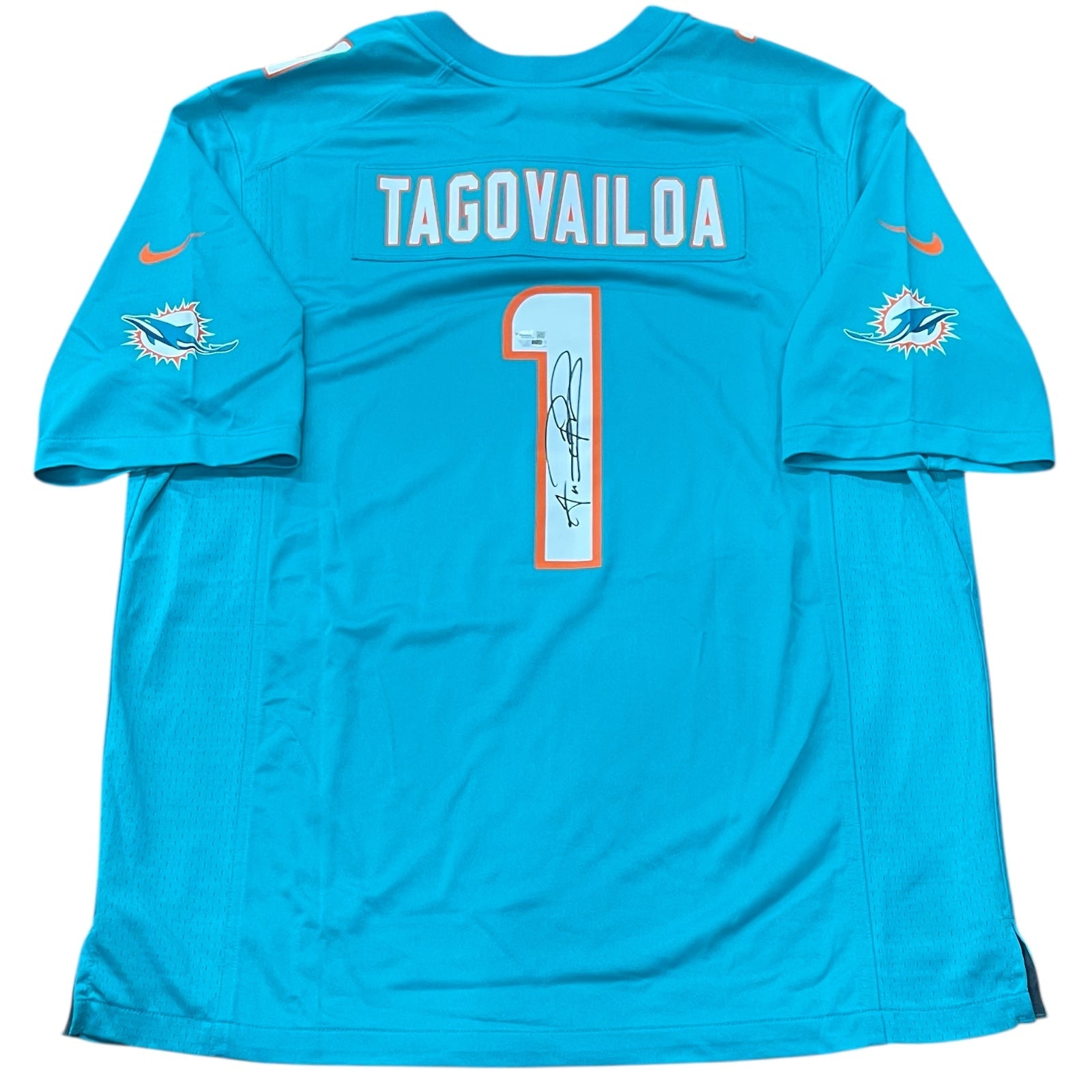 Autographed Tua Tagovailoa Miami Dolphins (Teal #1) Nike Jersey - Fanatics-Powers Sports Memorabilia