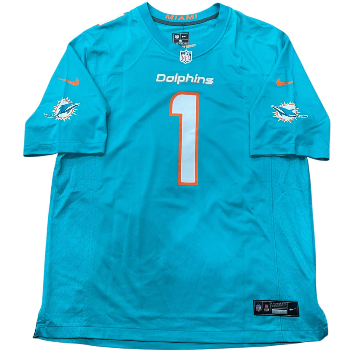 Autographed Tua Tagovailoa Miami Dolphins (Teal #1) Nike Jersey - Fanatics-Powers Sports Memorabilia