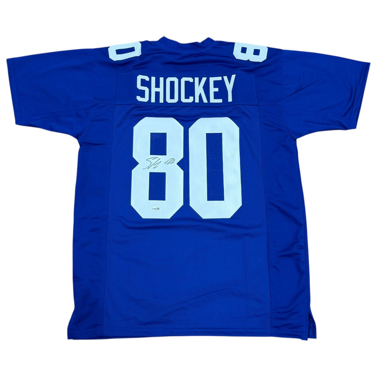 Autographed Jeremy Shockey New York (Blue #80) Custom Jersey - JSA-Powers Sports Memorabilia