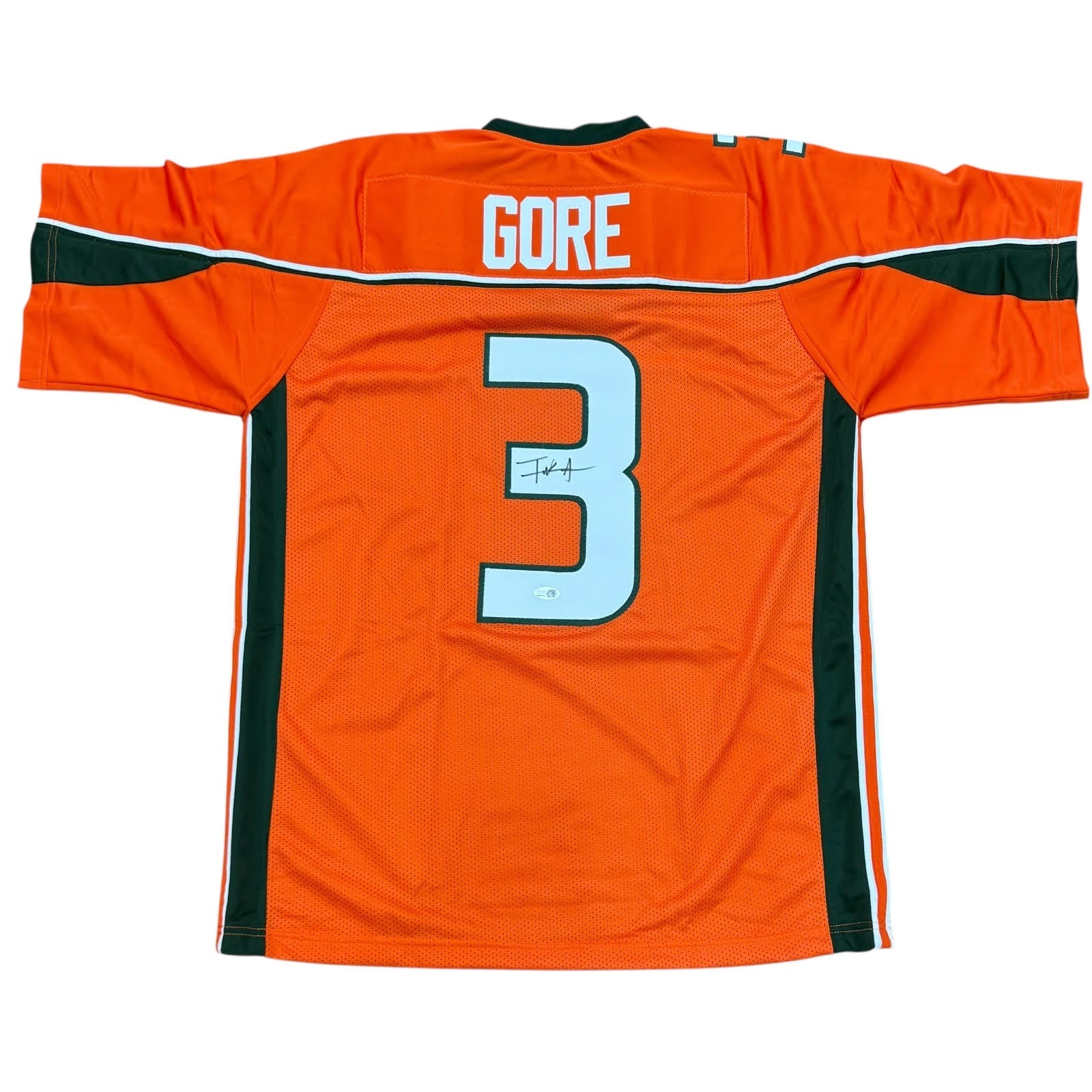 Autographed Frank Gore Miami Hurricanes (Orange #3) Custom Jersey - JSA-Powers Sports Memorabilia
