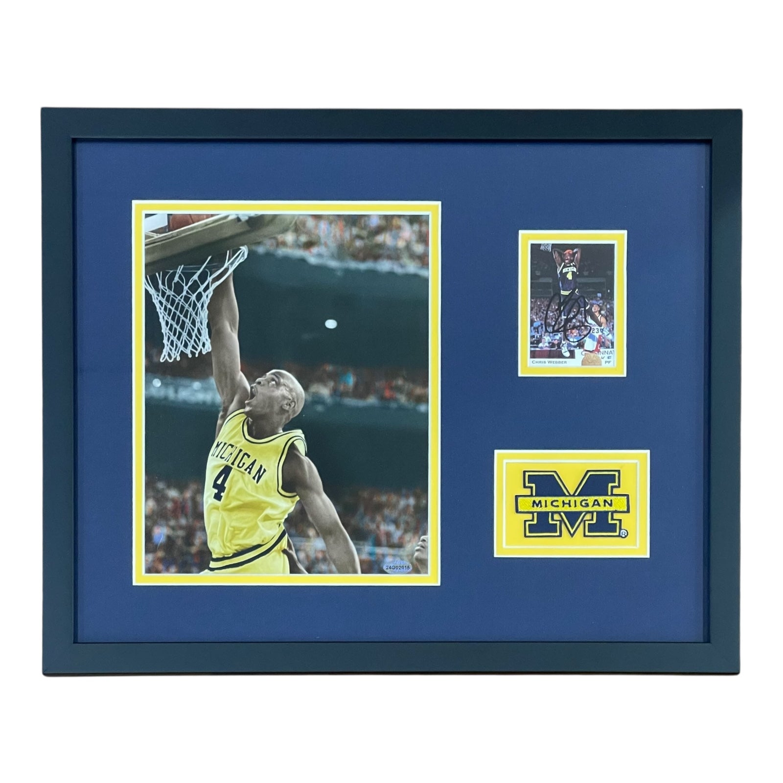 Autographed Chris Webber Michigan Wolverines Basketball Card Deluxe Framed Piece - JSA-Powers Sports Memorabilia