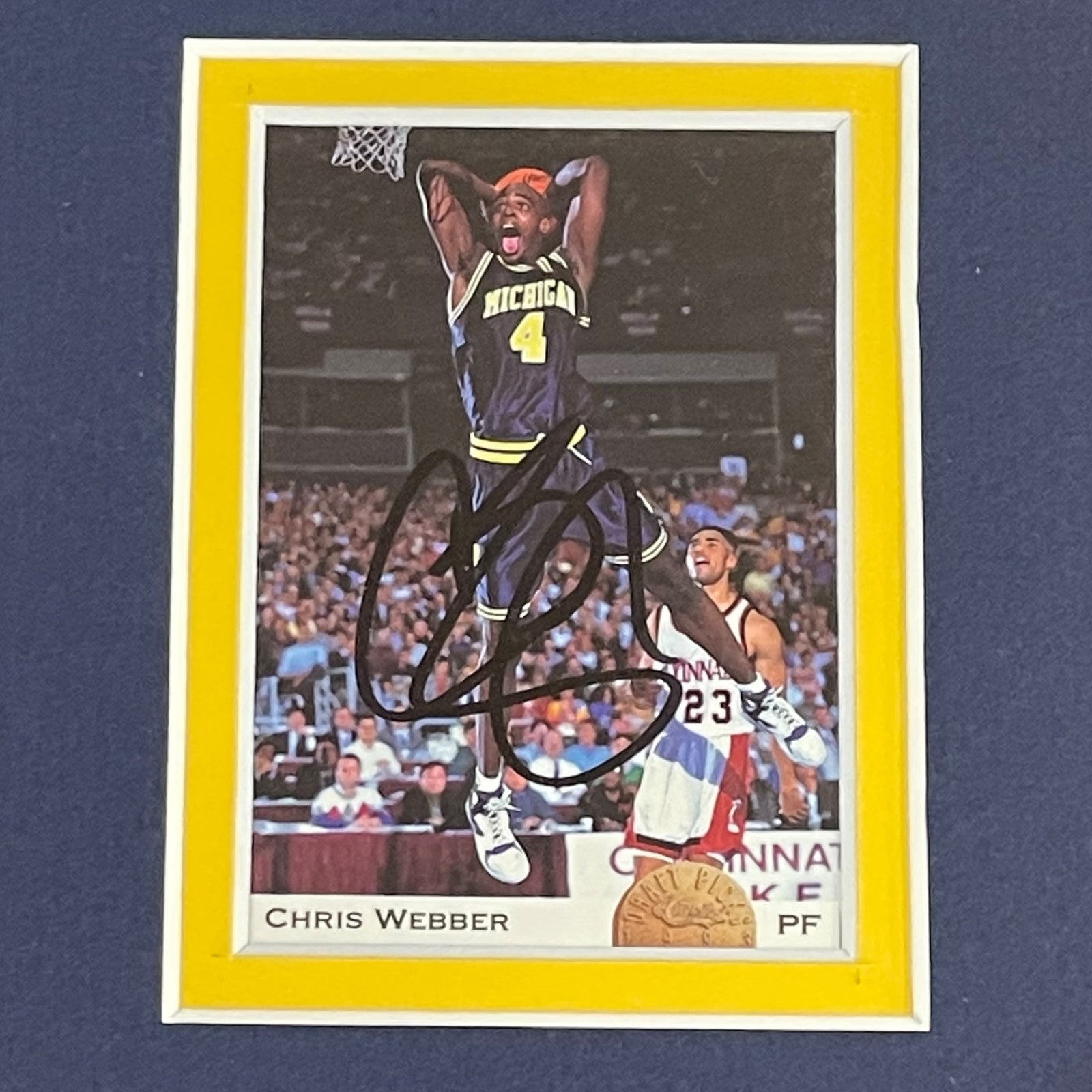Autographed Chris Webber Michigan Wolverines Basketball Card Deluxe Framed Piece - JSA-Powers Sports Memorabilia