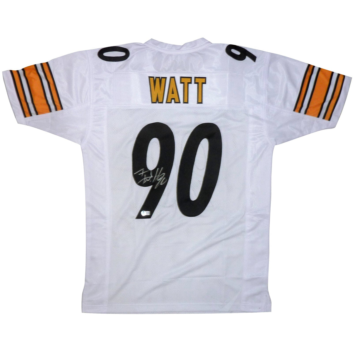 Autographed T.J. Watt Pittsburgh (White #90) Custom Jersey - Beckett-Powers Sports Memorabilia