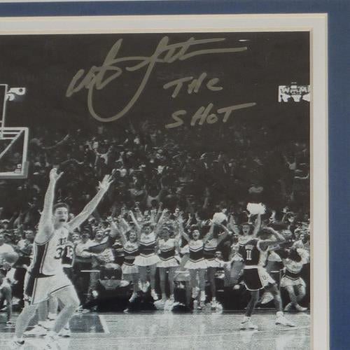 Autographed Christian Laettner Duke Blue Devils (The Shot Celebration BW) Deluxe Framed 8x10 Photo - JSA-Powers Sports Memorabilia