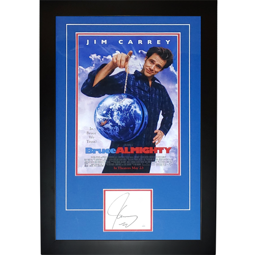 Bruce Almighty 11x17 Movie Poster Deluxe Framed with Jim Carrey Autograph - JSA | Collectible Memorabilia-Powers Sports Memorabilia