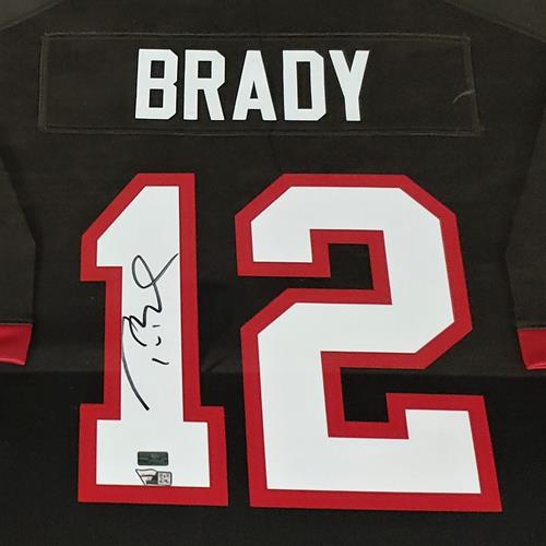 Autographed Tom Brady Tampa Bay Buccaneers (Pewter #12) Deluxe Framed Jersey - Fanatics-Powers Sports Memorabilia