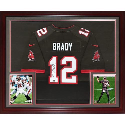 Autographed Tom Brady Tampa Bay Buccaneers (Pewter #12) Deluxe Framed Jersey - Fanatics-Powers Sports Memorabilia