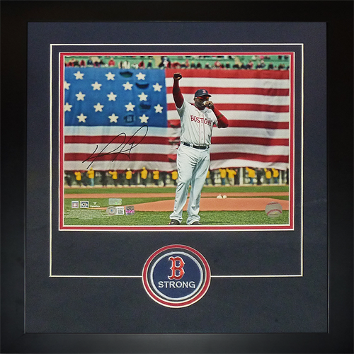 Autographed David Ortiz Boston Red Sox (Boston Strong Speech) Deluxe Framed 11x14 Photo - Beckett