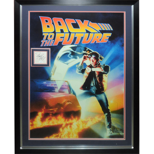 Back To The Future Full-Size Movie Poster Deluxe Framed with Michael J Fox Autograph - JSA | Collectible Memorabilia-Powers Sports Memorabilia