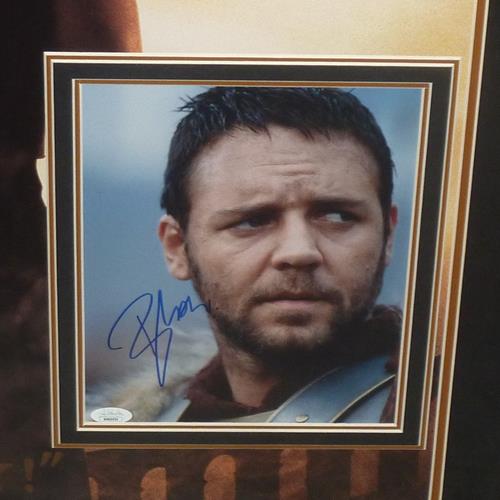 Autographed Gladiator Full-Size Movie Poster Deluxe Framed with Russell Crowe 8x10 Photo - JSA-Powers Sports Memorabilia
