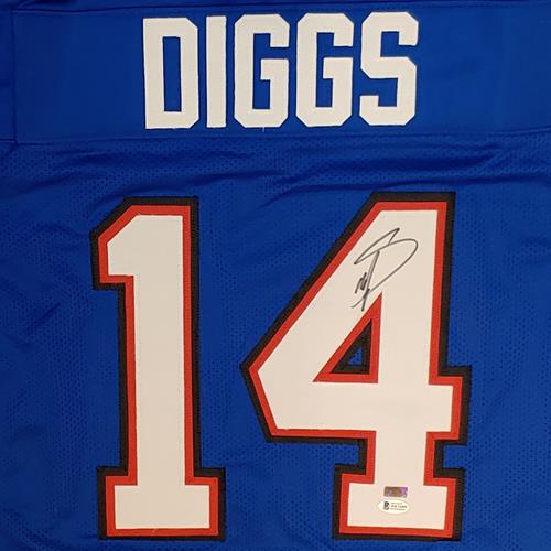 Autographed Stefon Diggs Buffalo (Blue #14) Custom Jersey - Beckett-Powers Sports Memorabilia