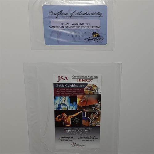 American Gangster Full-Size Movie Poster Deluxe Framed with Denzel Washington Autograph - JSA-Powers Sports Memorabilia
