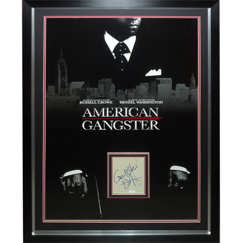 American Gangster Full-Size Movie Poster Deluxe Framed with Denzel Washington Autograph - JSA-Powers Sports Memorabilia