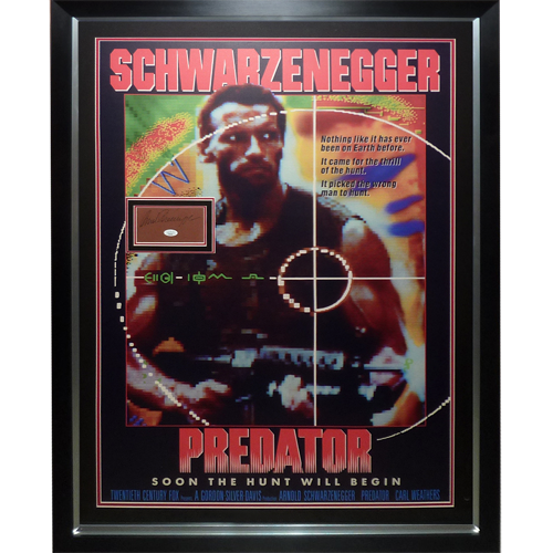 Predator Full-Size Movie Poster Deluxe Framed with Arnold Schwarzenegger Autograph - JSA | Collectible Memorabilia-Powers Sports Memorabilia