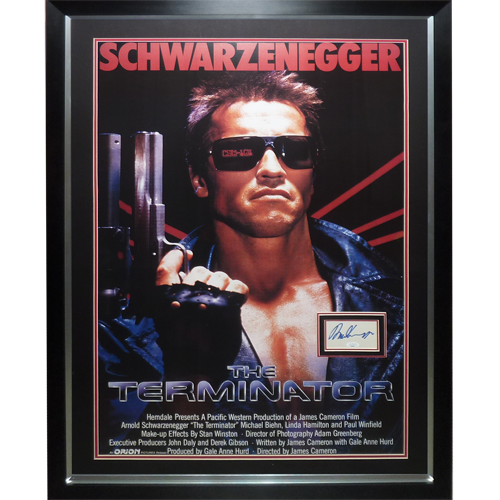 Terminator Full-Size Movie Poster Deluxe Framed with Arnold Schwarzenegger Autograph - JSA | Collectible Memorabilia-Powers Sports Memorabilia
