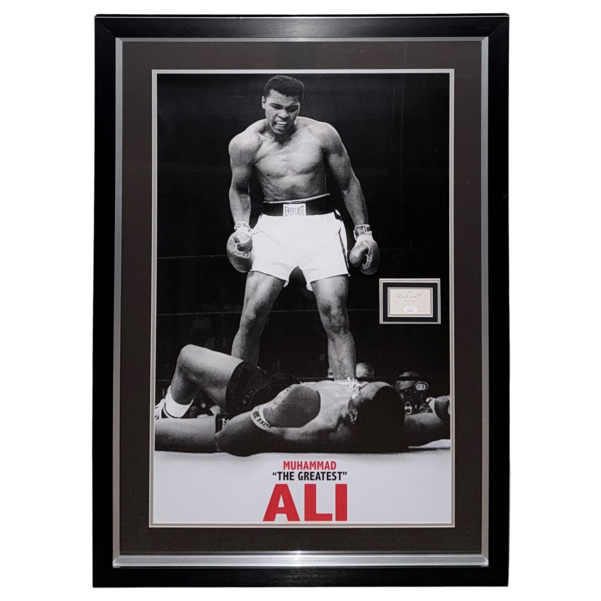 Muhammad Ali Full-Size Boxing Poster (over Liston) Deluxe Framed with Autograph - JSA | Collectible Memorabilia-Powers Sports Memorabilia