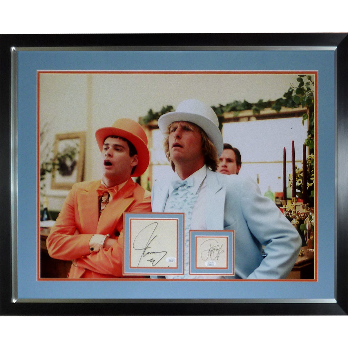 Dumb and Dumber Wedding Suits Full-Size Movie Poster Deluxe Framed with Jim Carrey And Jeff Daniels Autographs - JSA-Powers Sports Memorabilia