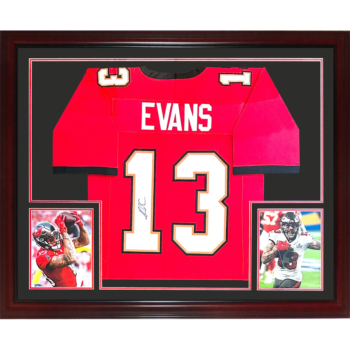 Autographed Mike Evans Tampa Bay (Red #13) Deluxe Framed Jersey - JSA-Powers Sports Memorabilia