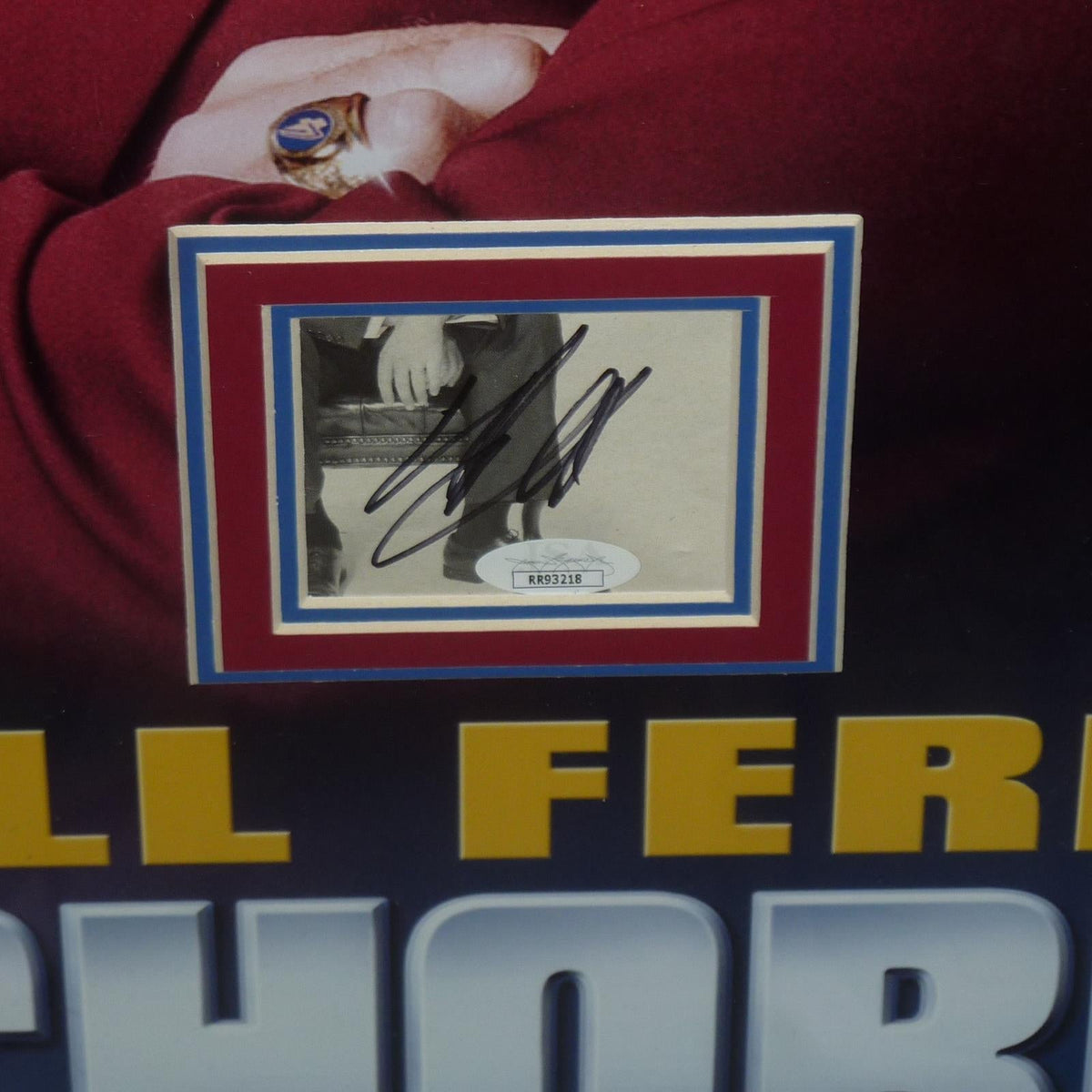 Anchorman Full-Size Movie Poster Deluxe Framed with Will Ferrell, Carell, Rudd, Applegate and Koechner Autographs - JSA-Powers Sports Memorabilia
