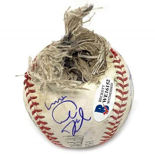 Autographed The Sandlot Cast Replica Babe Ruth Chewed Baseball - 6 Signatures - Beckett-Powers Sports Memorabilia