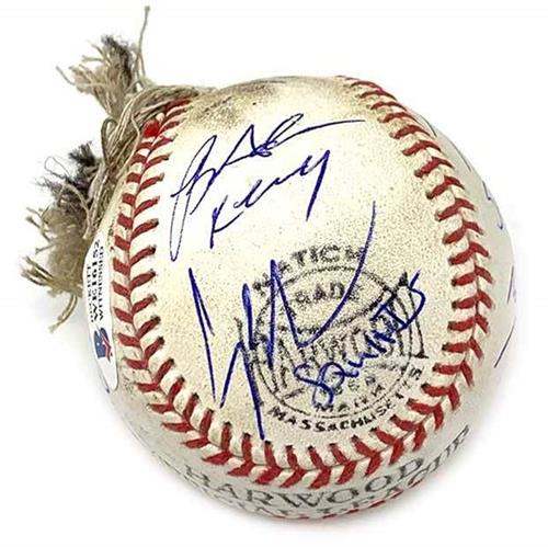 Autographed The Sandlot Cast Replica Babe Ruth Chewed Baseball - 6 Signatures - Beckett-Powers Sports Memorabilia