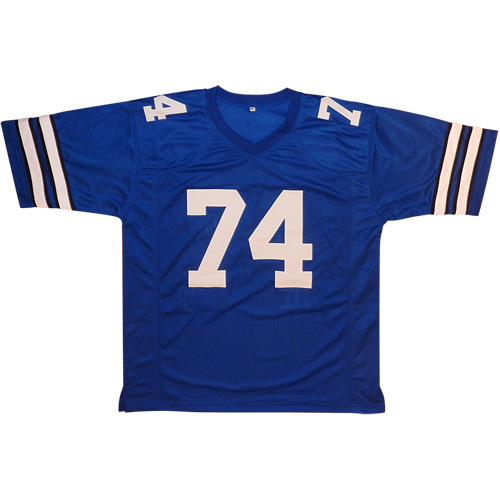 Autographed Bob Lilly Dallas (Blue #74) Custom Jersey w/ HOF 80 - JSA-Powers Sports Memorabilia