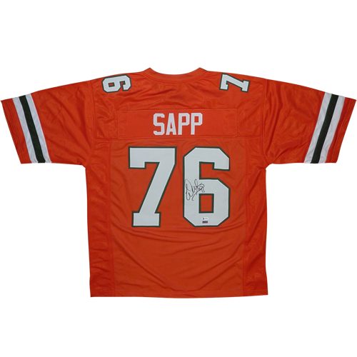 Autographed Warren Sapp Miami Hurricanes (Orange #76) Custom Jersey - Beckett-Powers Sports Memorabilia