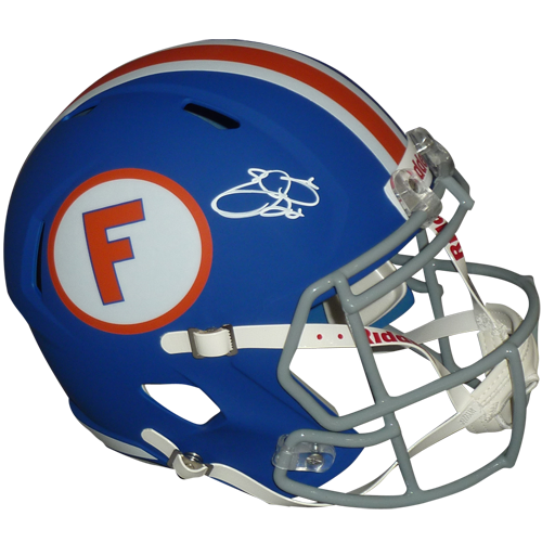Autographed Emmitt Smith Florida Gators (Blue Alternate) Deluxe Full-Size Replica Helmet - Beckett-Powers Sports Memorabilia