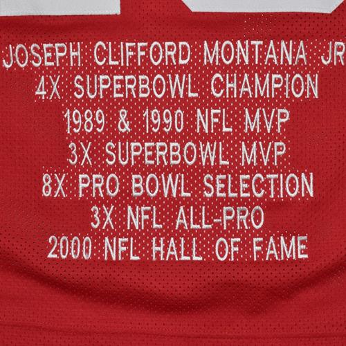 Autographed Joe Montana San Francisco (Red #16) Custom STAT Jersey - JSA-Powers Sports Memorabilia
