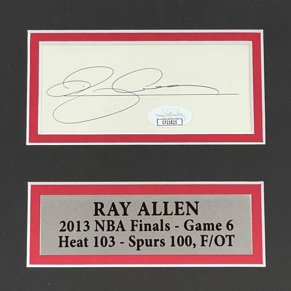 Autographed Ray Allen Miami Heat (Game-Tying Shot) Deluxe Framed 11x14 Piece - JSA-Powers Sports Memorabilia