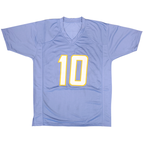 Autographed Justin Herbert Los Angeles (Powder Blue #10) Custom Jersey - Beckett-Powers Sports Memorabilia