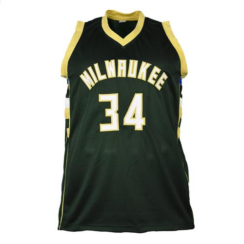 Autographed Giannis Antetokounmpo Milwaukee (Green #34) Custom Jersey - Beckett