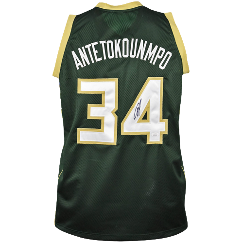 Autographed Giannis Antetokounmpo Milwaukee (Green #34) Custom Jersey - Beckett