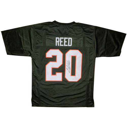 Autographed Ed Reed Miami (Green #20) Custom Jersey - JSA-Powers Sports Memorabilia