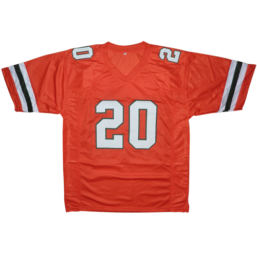 Autographed Ed Reed Miami (Orange #20) Custom Jersey - JSA-Powers Sports Memorabilia