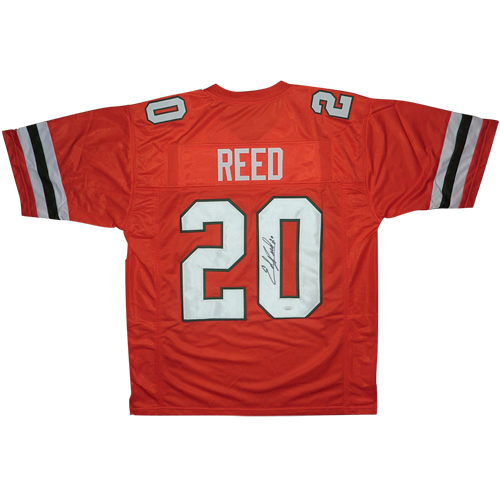 Autographed Ed Reed Miami (Orange #20) Custom Jersey - JSA-Powers Sports Memorabilia