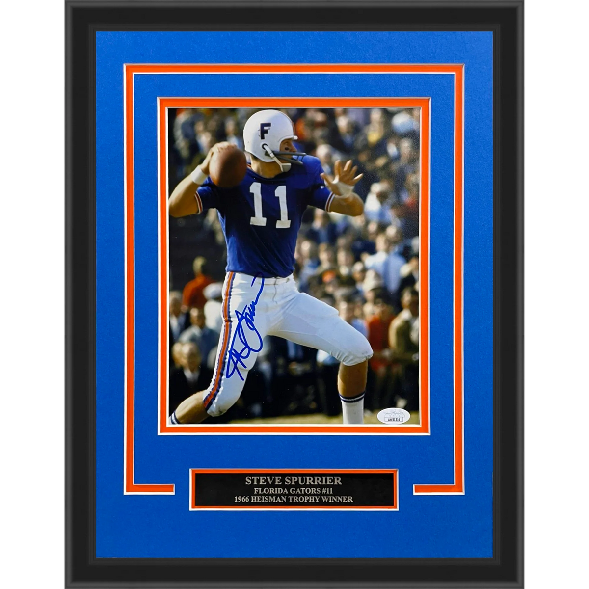 Autographed Steve Spurrier Florida Gators (Action) Deluxe Framed 8x10 Photo - JSA-Powers Sports Memorabilia